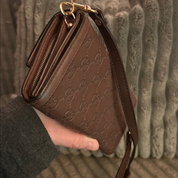 Gucci Vintage Bifold Long Wallet Crossbody Guccissima Embossed GG Leather 4-Way - Picture 12 of 17
